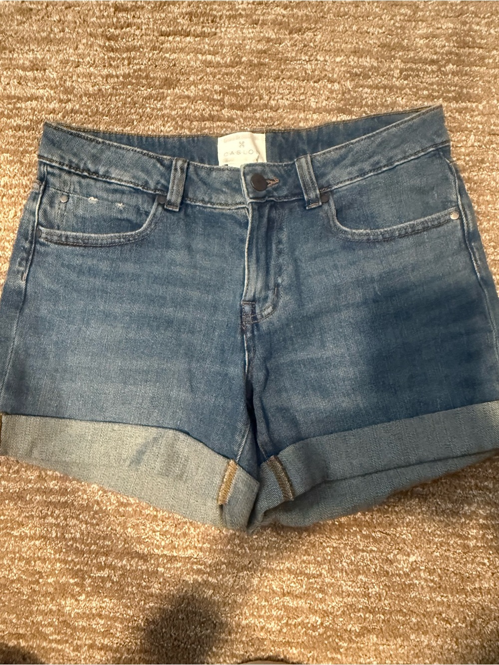 Women’s Mid-Rise Blue Denim Cuffed Shorts